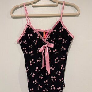 Black Cherry Print Tank Top - Cami Style - Size XS